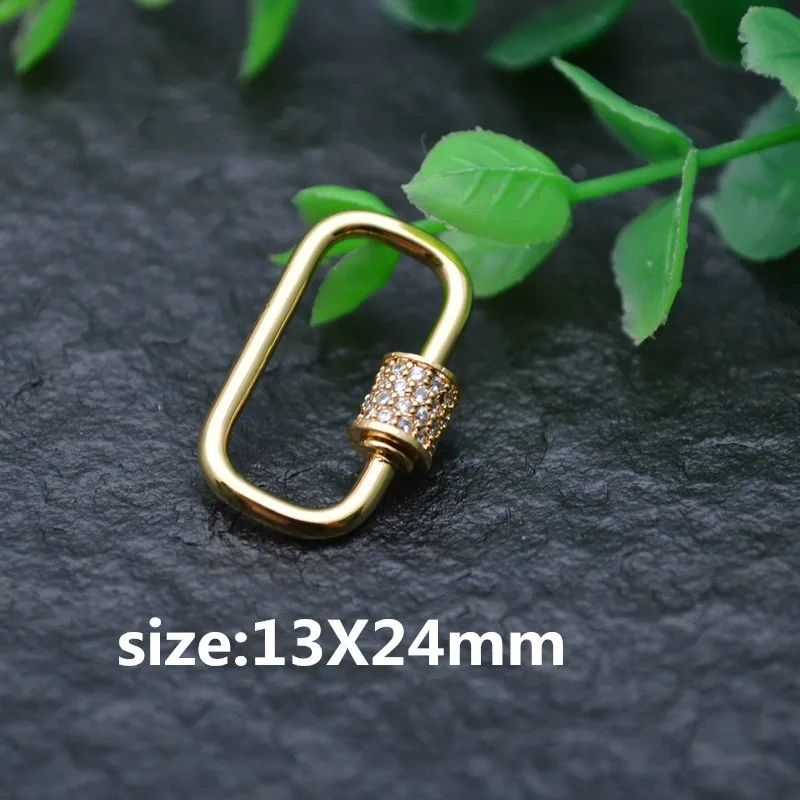 Gold Color Oval Carabiner Clasps / Pendant Supplies DIY Zircon Beads Lobster Screw Clasps Accessories Jewelry Making Components