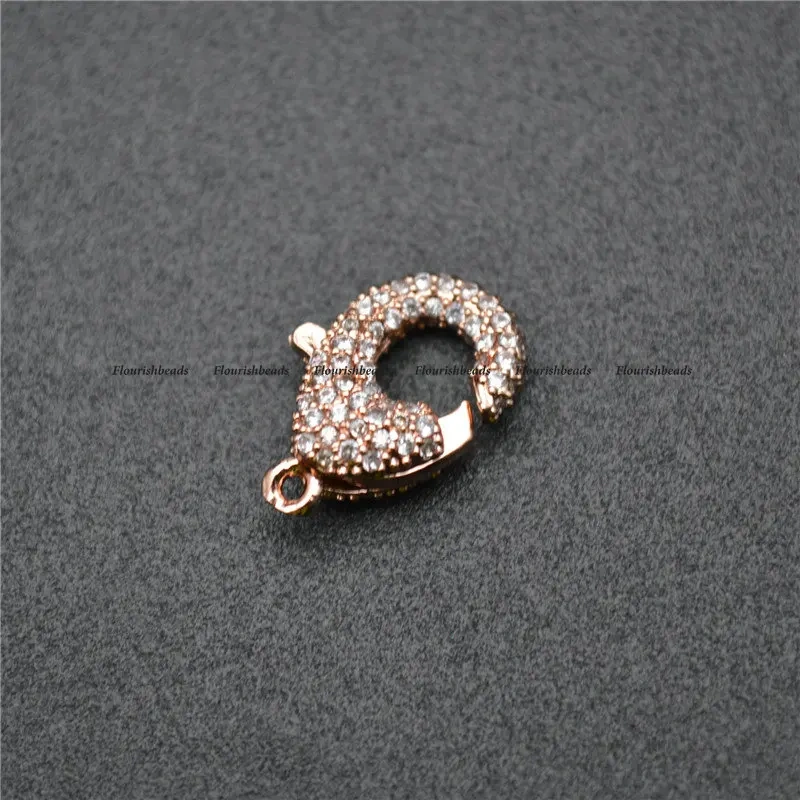 11x18mm Anti-Rust Paved CZ Beads Colorful Lobster Clasps Jewelry Finding Fit Necklace Making 10pcs Per Lot