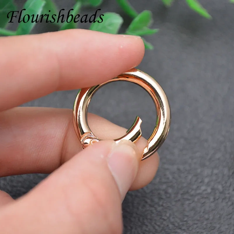 Wholesale 20pcs/lot 25x25mm Gold Plated O Ring Openable Round Spring Clasp Carabiner Kechains Bag Hook Accessories