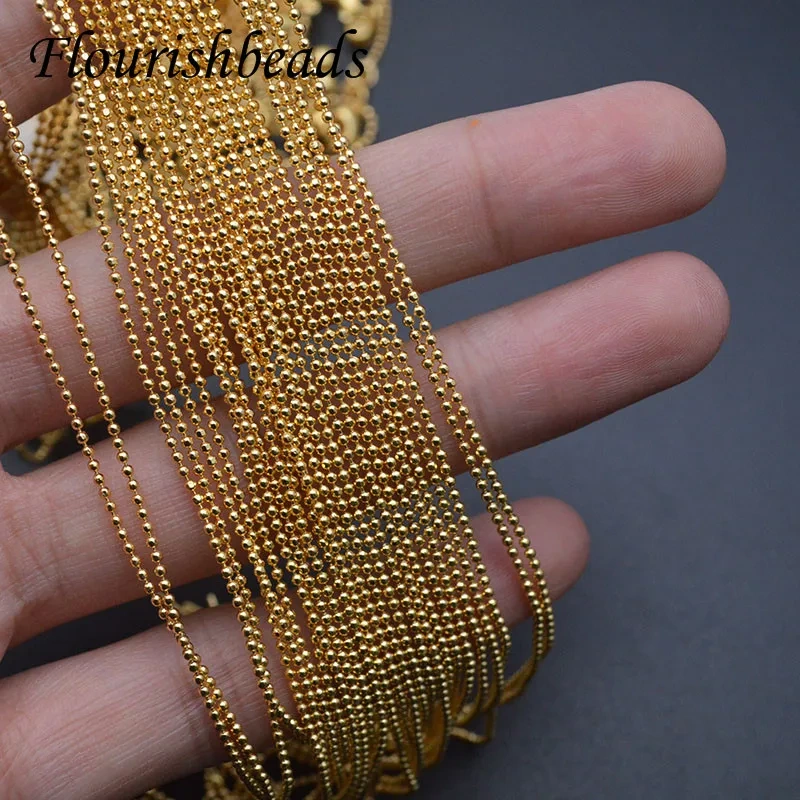 30pcs Real Gold Plating Ball Beads Chains Accessories for Necklaces DIY Jewelry Making Findings