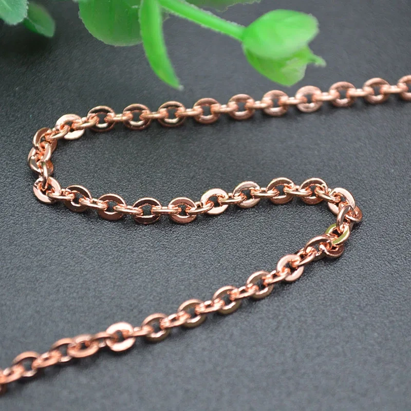 100m High Quality Rose Gold Color Small Size 2~3mm Tiny Copper Necklace Chains Fashion DIY Jewelry Making Supplies