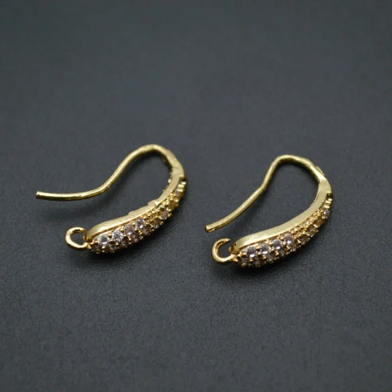 New Design Anti-rust Paved CZ Beads 10mm Metal Copper Earring Hooks Jewelry Findings 20pcs Per Lot