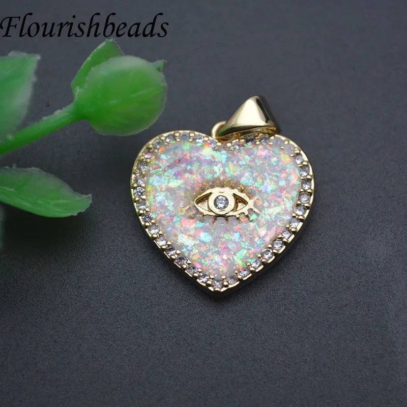 Luxury Cute Sweet Opal Pink Heart Shape Pendant Charms for Women Girl DIY Fashion Jewelry Necklace