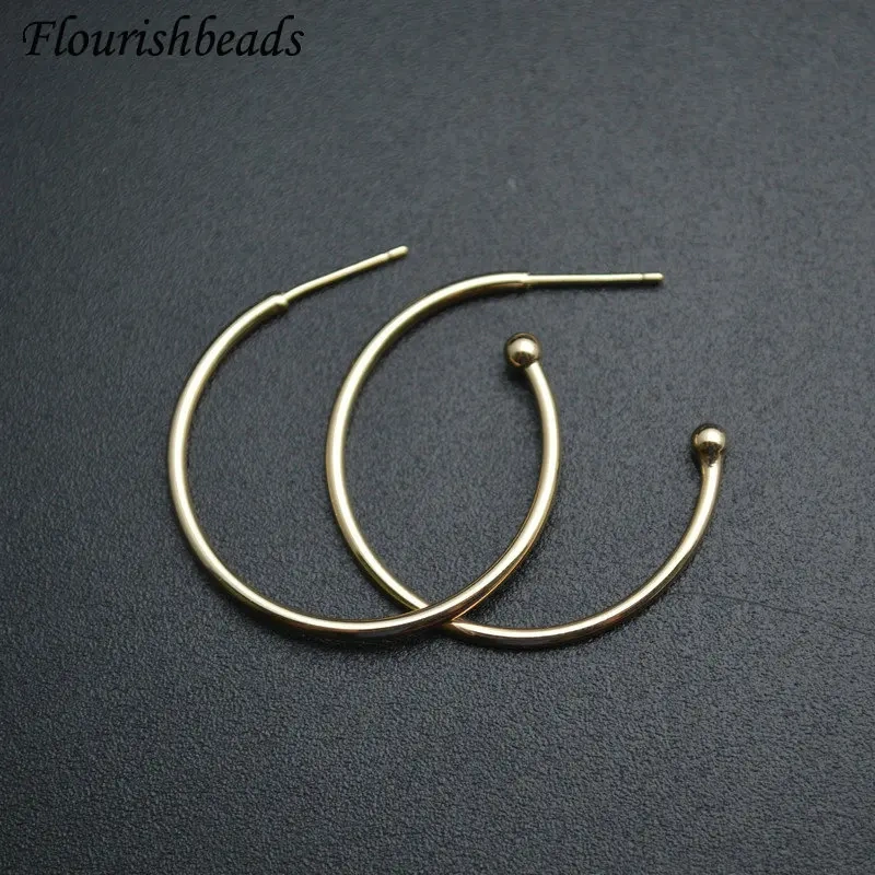 Real Gold Plated Hoop Earrings Big Circle Ear Hoops High Quality Earrings Hooks for DIY Jewelry Making Supplies