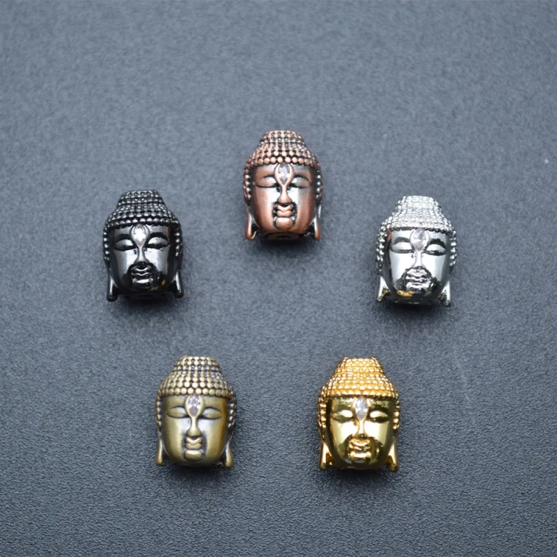 10x14mm Buddha Head Metal Copper Spacer CZ inlaied Loose Beads Multi Colors Charms DIY Jewelry Findings 20pcs/lot