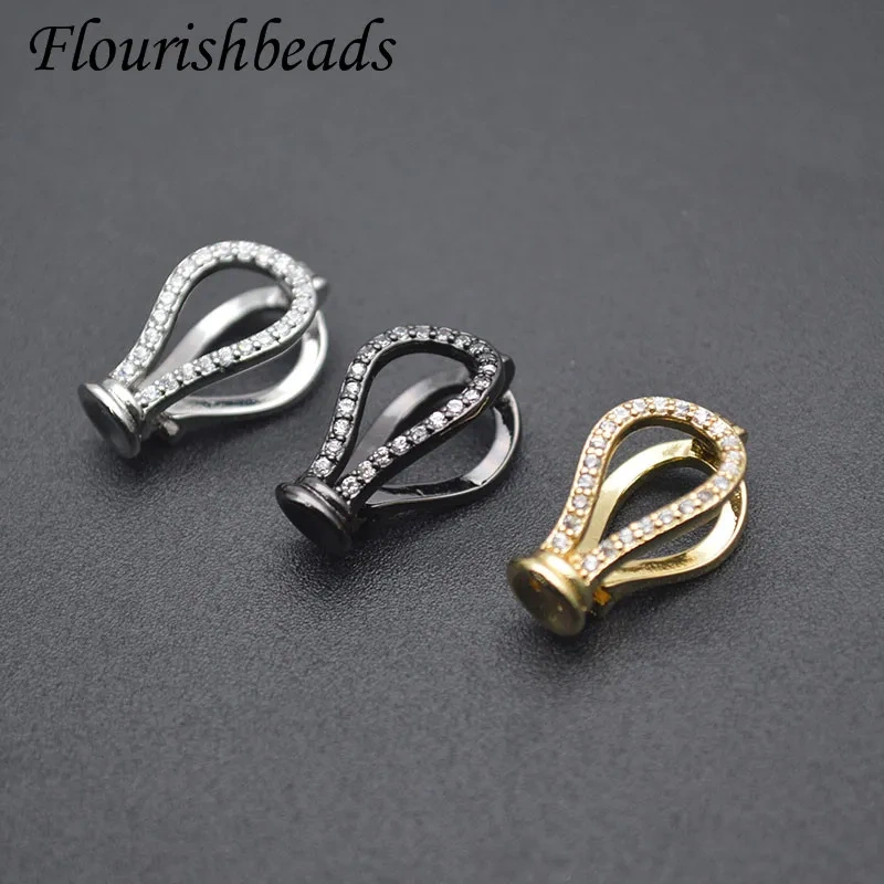 High Quality Crown Shape Connector Clasp Paved CZ Beads Brass Gold Plated Jewelry Making Accessories 10-20pcs/lot