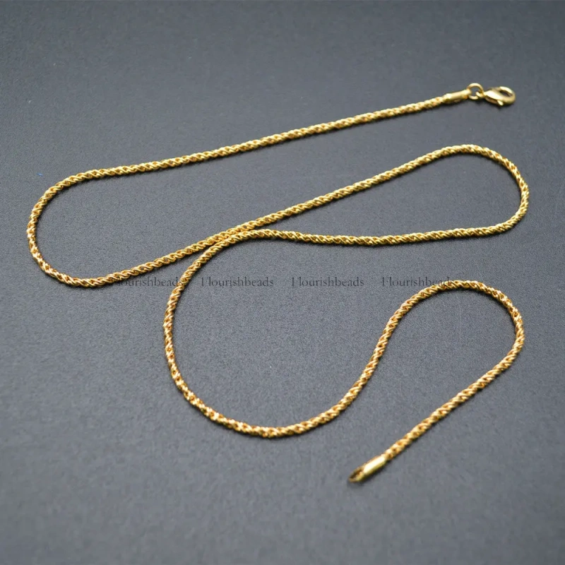 Nickle Free Good Quality Gold Plating Twist Necklace Long Chains 60cm Length Jewelry Findings 10pc /lot Wholesale Lots Bulk