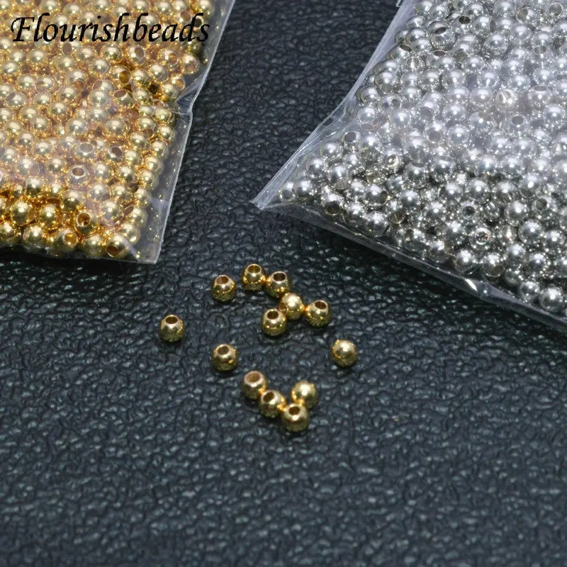 3mm /4mm 2000pcs/bag Real Gold Plating Copper Metal Beads Round Beads for DIY Jewelry Making Components