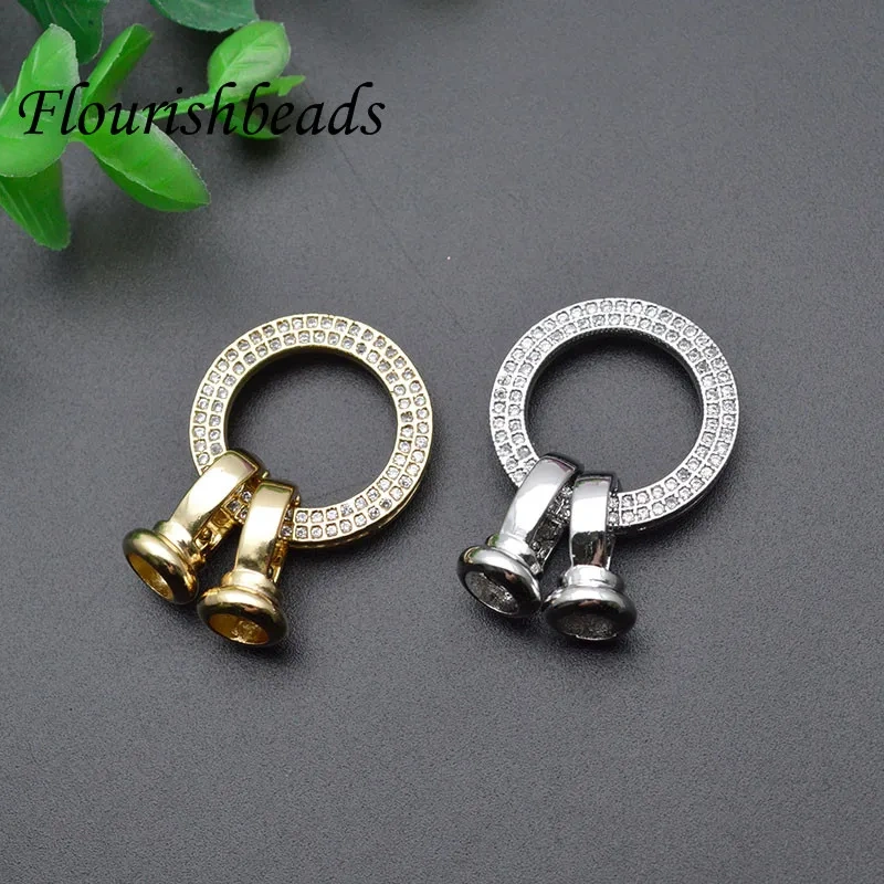 10pcs High Quality Nickel Free Paved CZ Beads Round Charm In Center Necklace Clasps Connector for Jewely Making