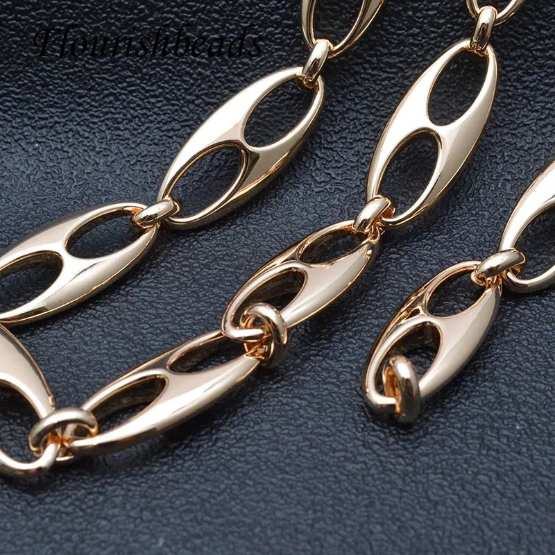 3x13mm New Arrived Real Gold Plating Metal Pig Nose Shape Copper Chains for Jewelry Making Supplier 5 Meter/lot