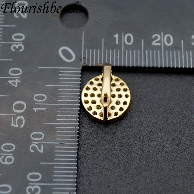 10pc Round Coin Shape Metal Earring Hooks Paved Zircon Beads Earwire Jewelry Findings for Women DIY Fashion Earrings