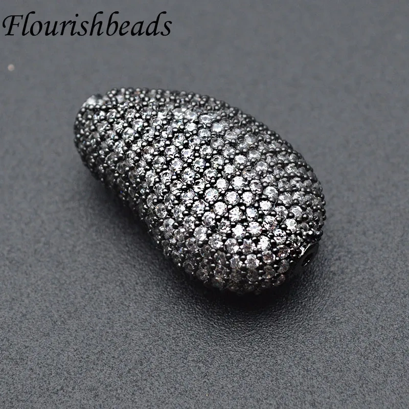 18x30mm High Quality Muti Color Paved Real CZ Zircon Irregular Metal Beads DIY Fashion Jewelry Findings 5pc/lot