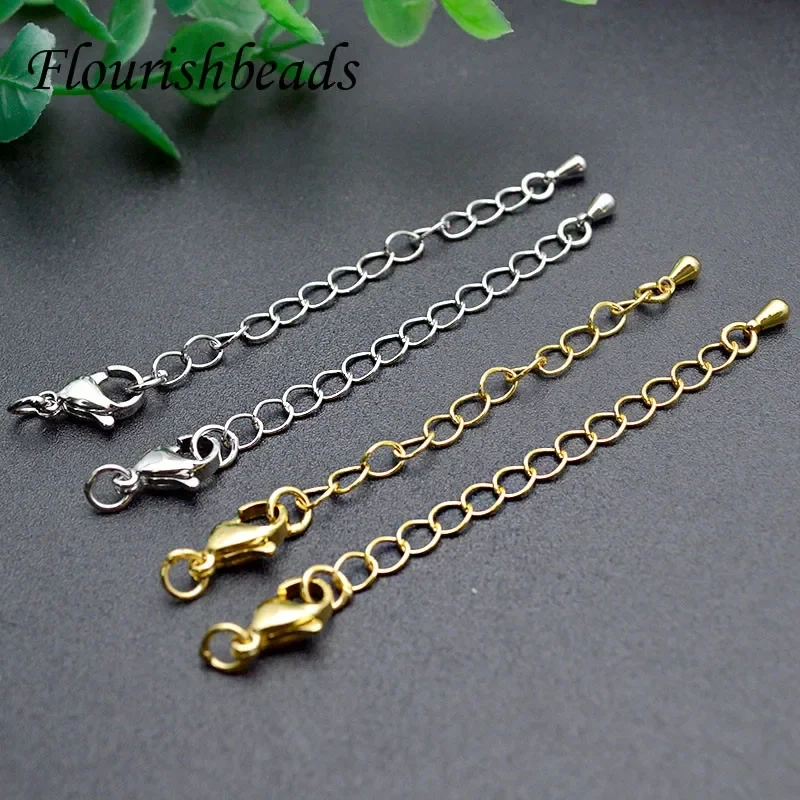 50pcs/lot Metal Extended Extension Tail Chain Lobster Clasps Connector For DIY Jewelry Making Findings Bracelet Necklace