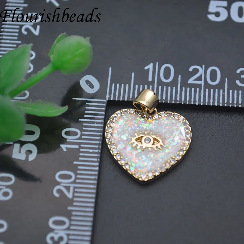 Luxury Cute Sweet Opal Pink Heart Shape Pendant Charms for Women Girl DIY Fashion Jewelry Necklace
