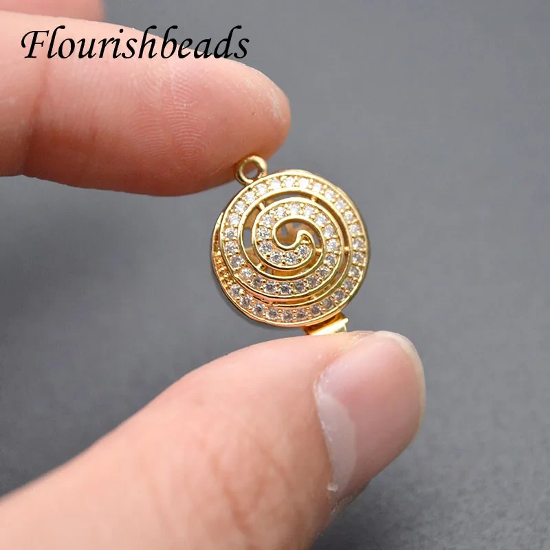 Nickle Free Gold Plating CZ Beads Paved Conch Shape Chains Box Clasps Buckle for Jewelry Necklace Bracelet Making Accessories