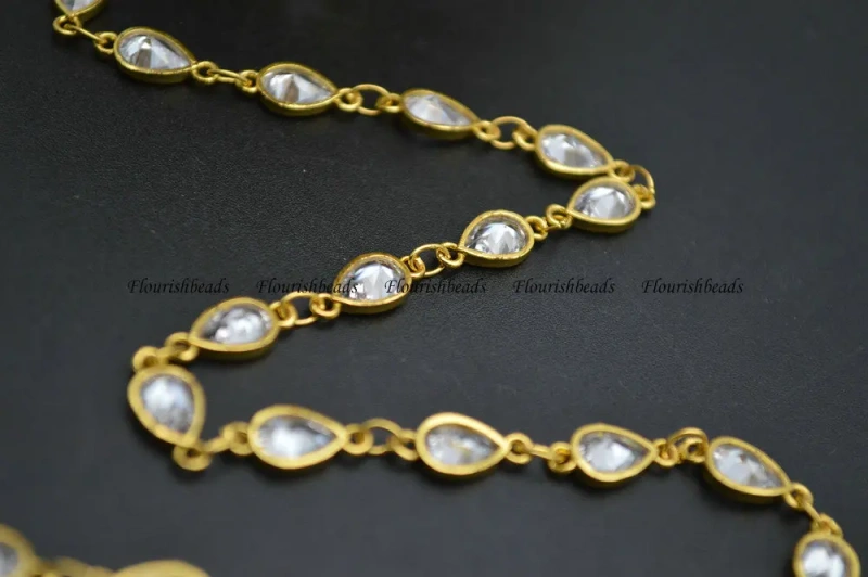 10 Meters 5x6mm Flat Oval Shape Zircon Beads Anti-rust Metal Frame Wire Linked Necklace Chains Fashion Jewelry