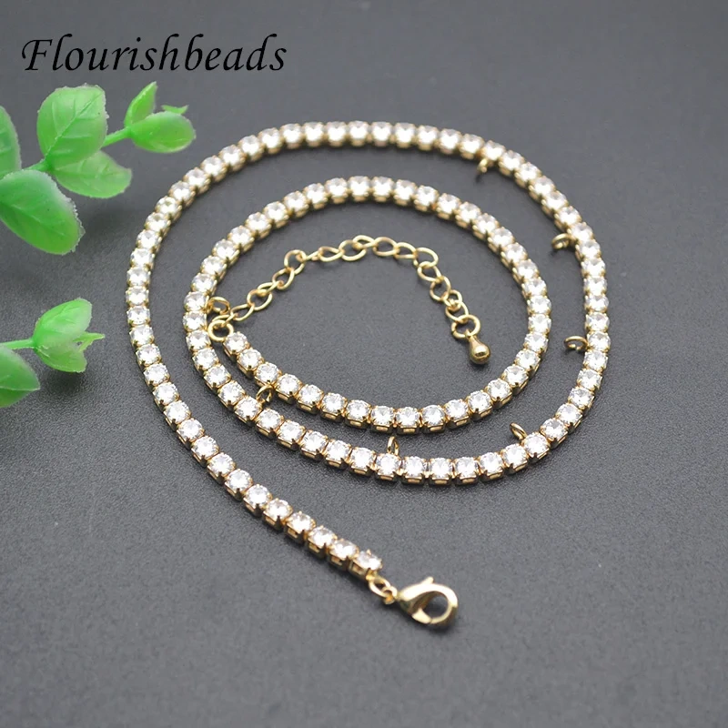 New Design High Quality with 7 Loops Link Chains Paved Zircon Beads Necklace Chain for Handmade Charms Necklace Jewelry Making