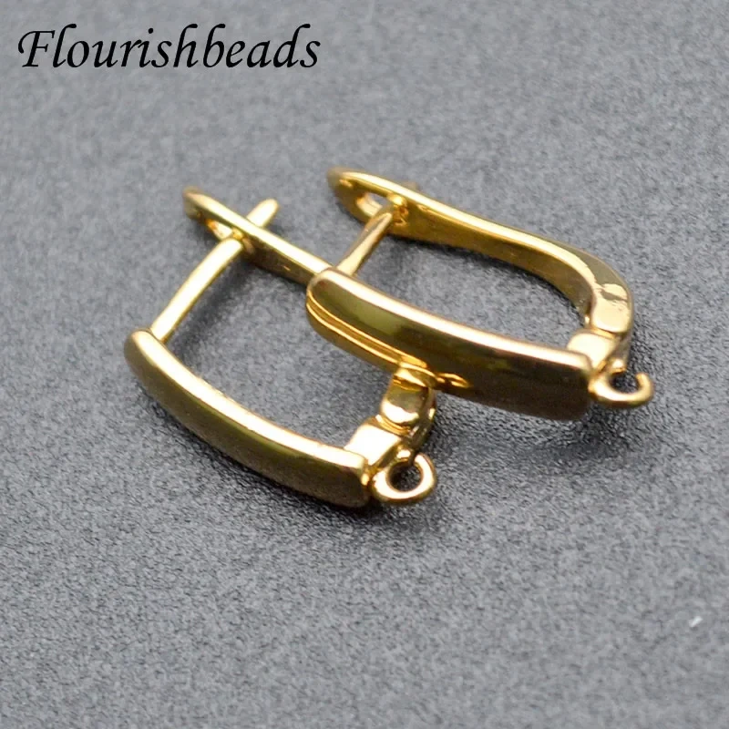 New Arrived High Quality Nickle Free Anti-rust Real Gold Plating Metal Rectangle Earring Hooks Jewelry Findings 30pc Per Lot