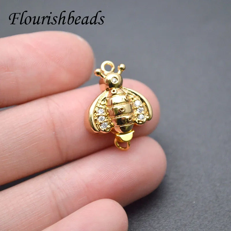 Nickle Free CZ Beads Paved  Bee Butterfly Shape Clasps Connector for DIY Jewelry Making Supplies 10pcs/lot