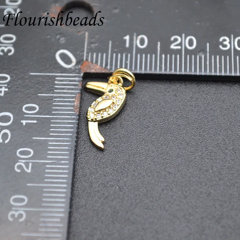 20pc High Quality Nickel-free Zircon Paved Animal Charms Gold  Silver Color Pendant Diy for  Bracelet Jewelry Making Wholesale