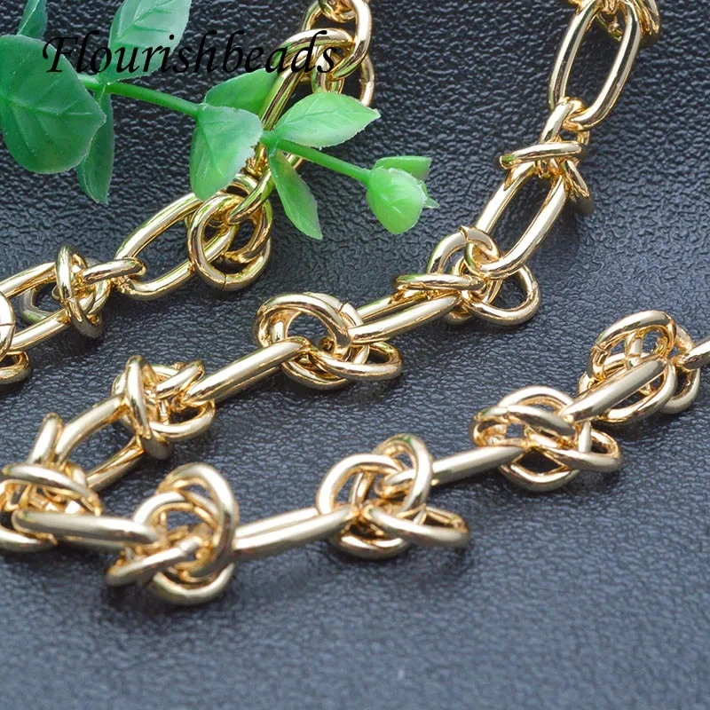 10 Meter Metal Gold Plating Nickel Free Knot Shape Chains 9x18mm for DIY Necklace Bracelet Jewelry Making