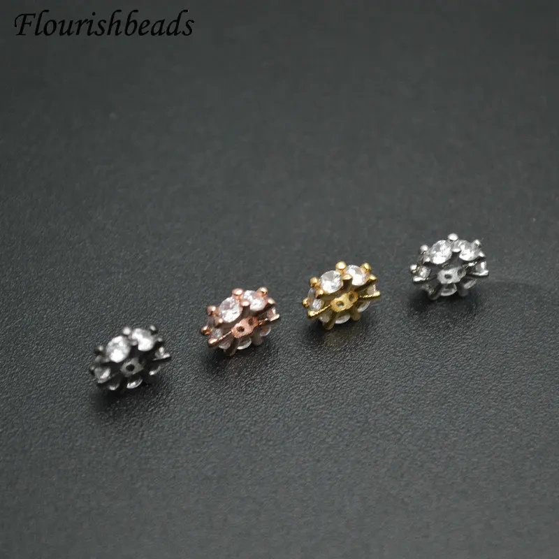2x8mm New Arrival Multi Colors Paved Transparency CZ Zircon Round Tube Metal Beads Luxury DIY Fashion Jewelry Findings 20pc/lot