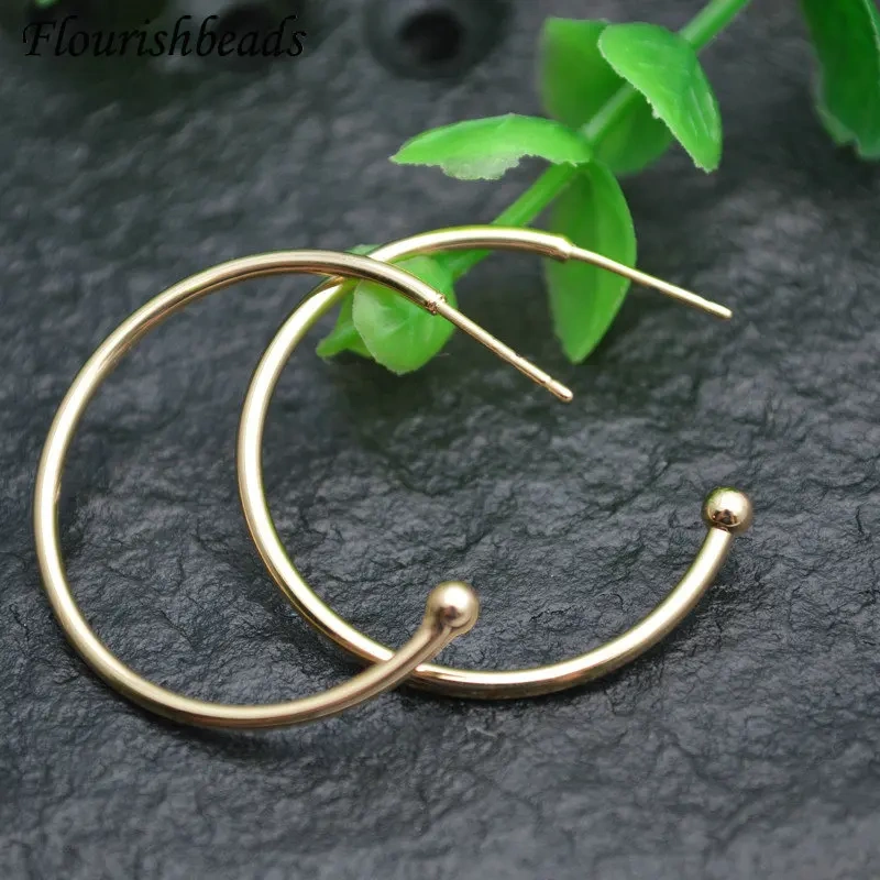 Real Gold Plated Hoop Earrings Big Circle Ear Hoops High Quality Earrings Hooks for DIY Jewelry Making Supplies
