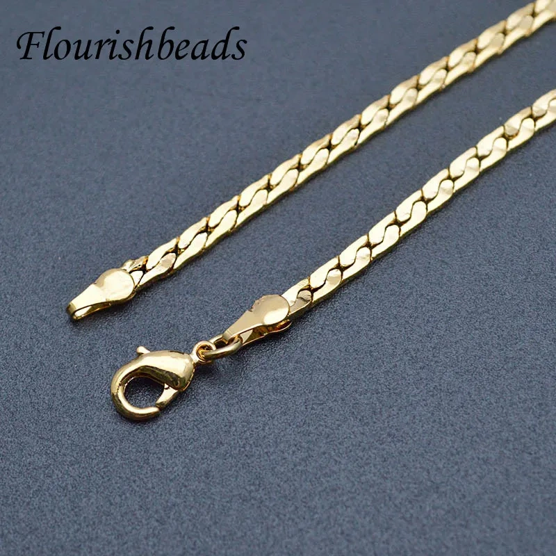 Nickle Free Good Quality Gold Color Flat Necklace Chains 23&quot; Length Jewelry Findings 10pc /lot Wholesale Lots Bulk