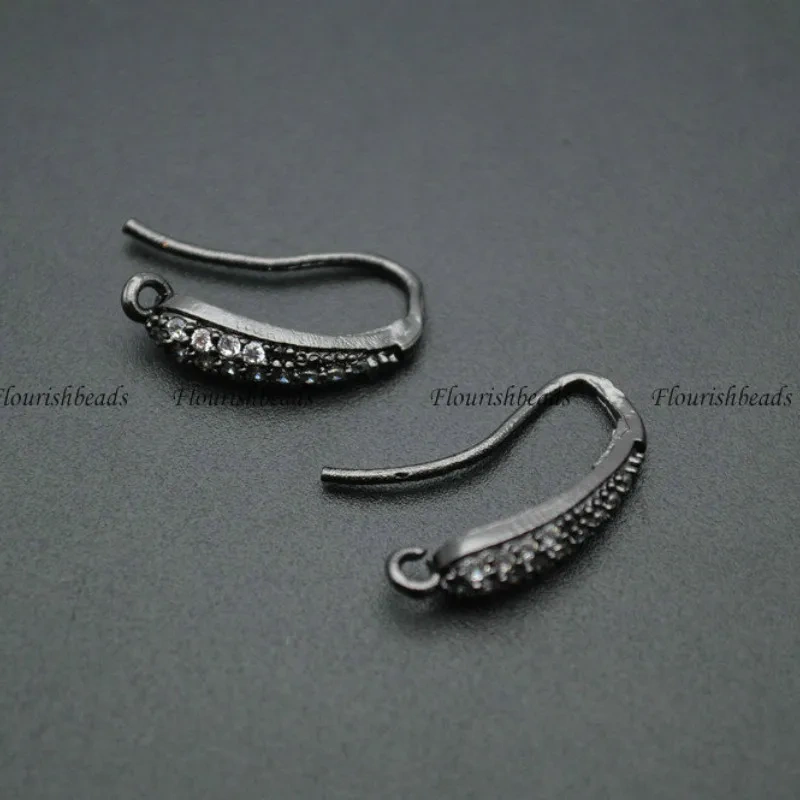 New Design Anti-rust Paved CZ Beads 10mm Metal Copper Earring Hooks Jewelry Findings 20pcs Per Lot