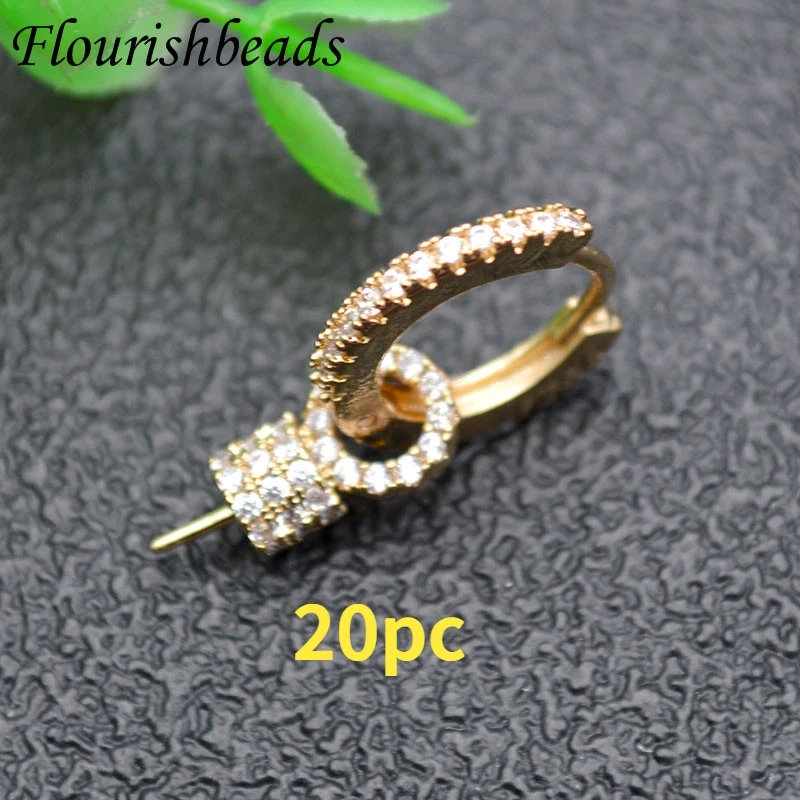 Paved Rhinestone Earring Connector with Pin Fit Beads DIY Earrings Luxury Jewelry Making Components