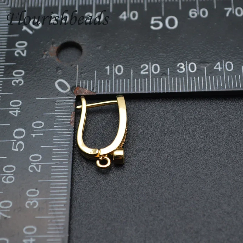 High Quality Nickle Free Anti-rust  CZ Beads Paved Gold Plating Earring Hooks DIY for Jewelry Making Supplies 20pc Per Lot