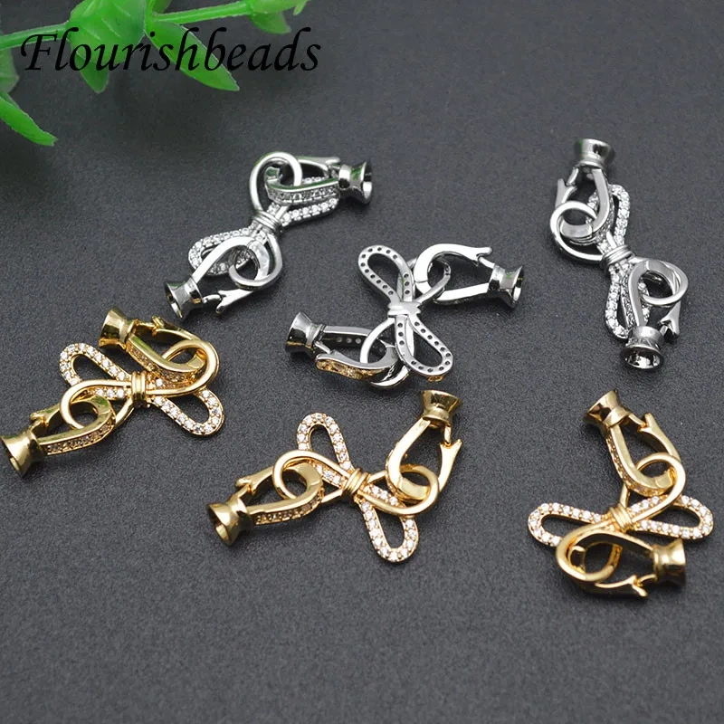 Handmade Accessories Gold Silver Plated Bow-knot Connector Fastener Closure Clasps for DIY Jewelry Making