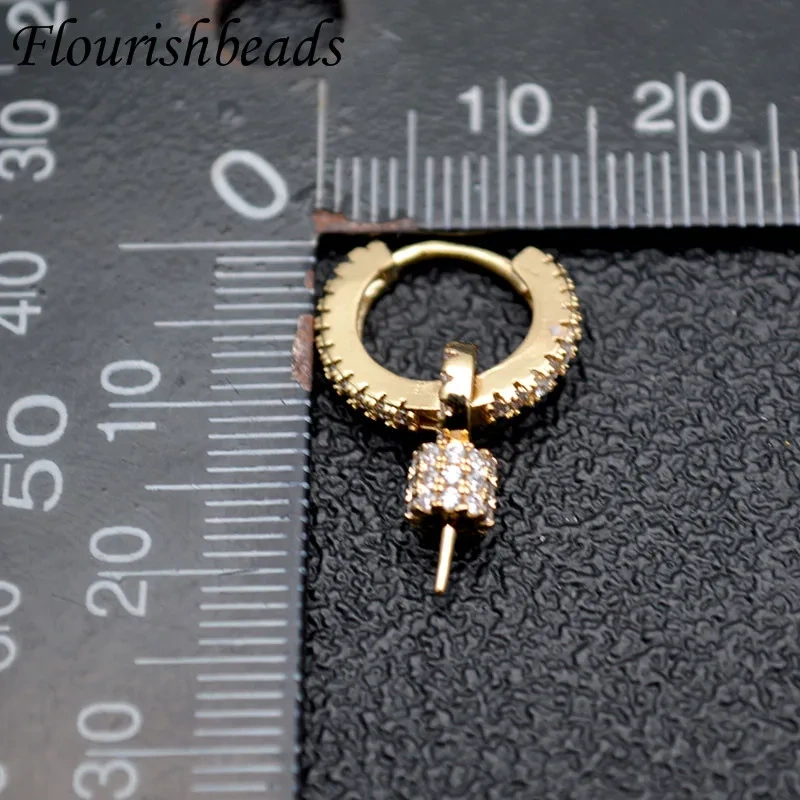 Paved Rhinestone Earring Connector with Pin Fit Beads DIY Earrings Luxury Jewelry Making Components