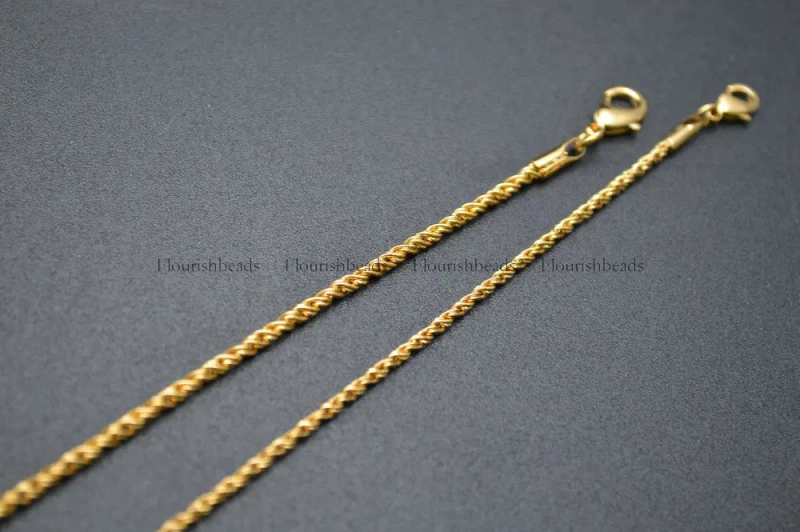 Nickle Free Good Quality Gold Plating Twist Necklace Long Chains 60cm Length Jewelry Findings 10pc /lot Wholesale Lots Bulk