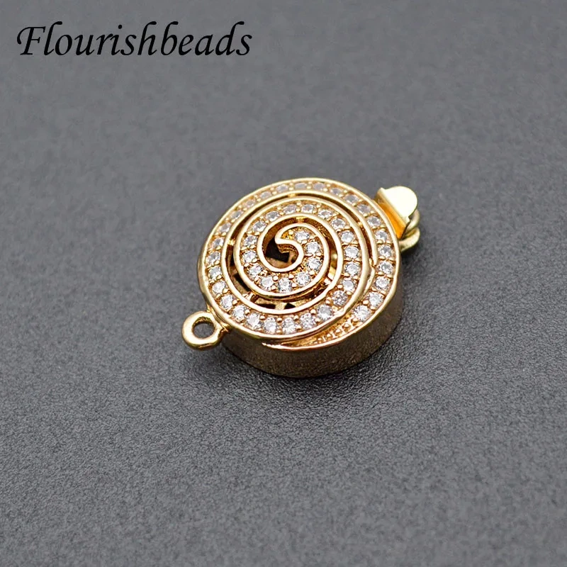 Nickle Free Gold Plating CZ Beads Paved Conch Shape Chains Box Clasps Buckle for Jewelry Necklace Bracelet Making Accessories