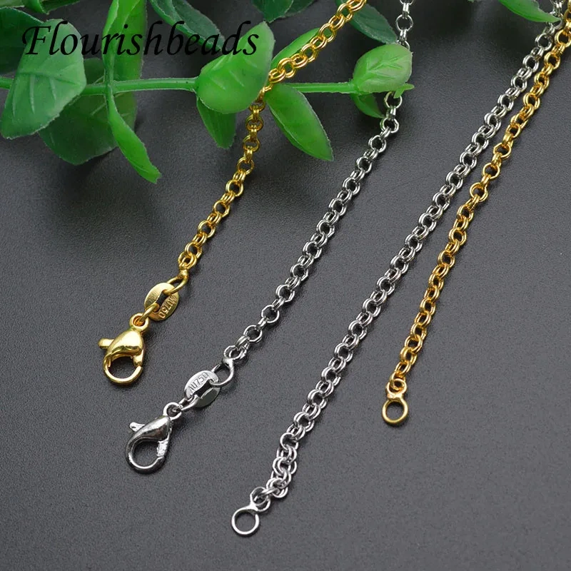 30pcs/lot Metal Brass Gold Plating 2.5mm Double Round Link Chain DIY Long Necklace Chain Jewelry Party Wholesale