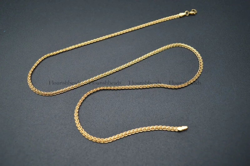 Nickle Free Good Quality Gold Plating Twist Necklace Long Chains 60cm Length Jewelry Findings 10pc /lot Wholesale Lots Bulk