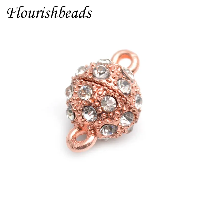 14/16mm Gold Color Rhinestone Paved  Round Magnet Connected Clasps for  DIY Jewelry Making Supplier 30pcs/lot