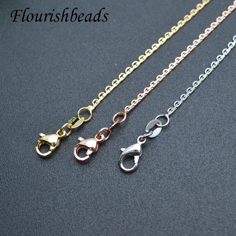 Real Gold Plating Anti Fade D shape Necklace Chains for Women DIY Fashion Jewelry Making Party Wholesale 30 Strands