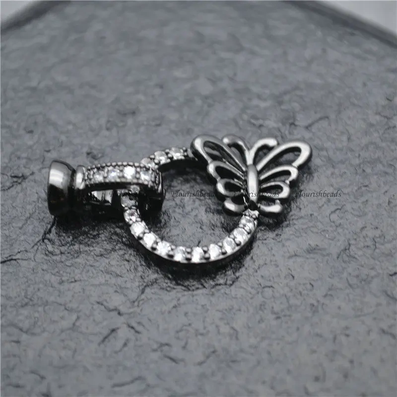 25x25mm Butterfly Shape Pave CZ Rhinestone High Quality Big Necklace Clasps or Bracelet Charms Fashion Jewelry Findings 5pc