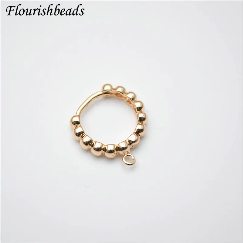 Round Earrings Hooks Real Gold Plating Metal Ear Wires DIY Women Fashion Jewelry Making Components 50pieces