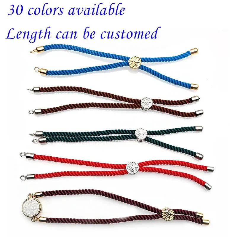 Wholesale 30pc Red Black Color 2.5mm Thickness Braided Cord Thread Slide Movable Life Tree Charm Bracelet Chains Jewelry Making