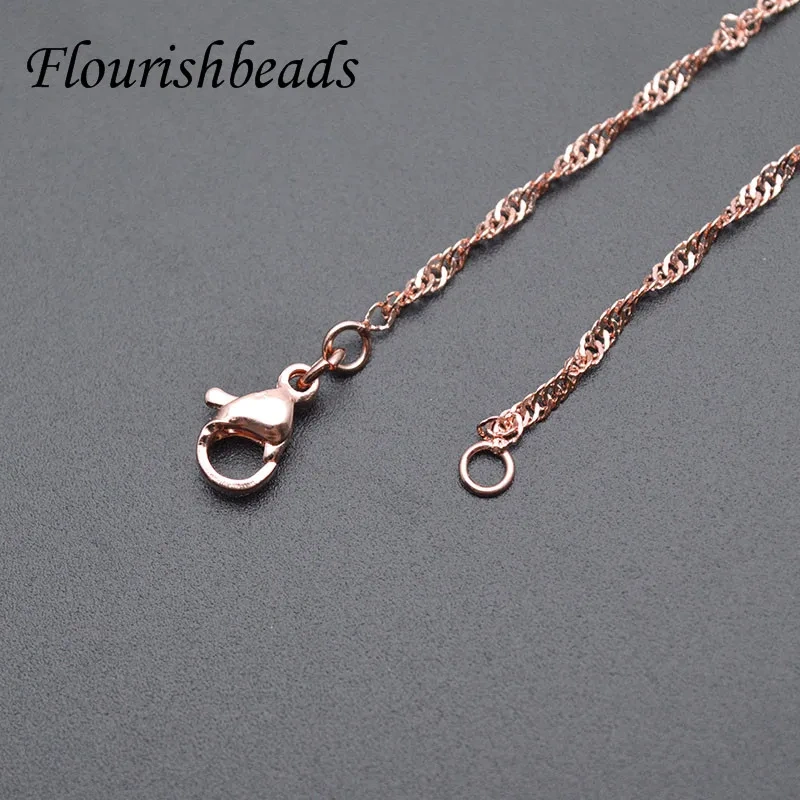 30Pcs/Lot Gold Rhodium Color Water Wave Shape Chains Women Necklace DIY Jewelry Making Accessories