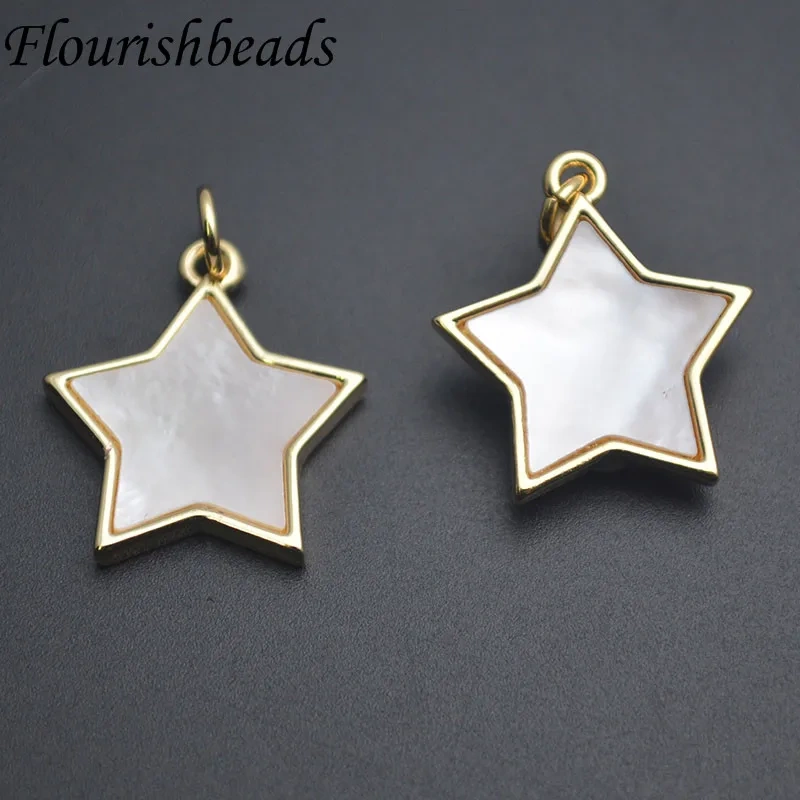 Natural Mother of Pearl MOP Shell Star Shape Pendant Charms DIY Necklace Earrings Jewelry Fingings Accessories