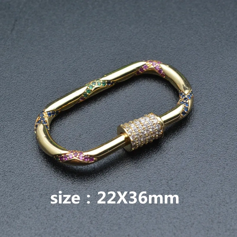Gold Color Oval Carabiner Clasps / Pendant Supplies DIY Zircon Beads Lobster Screw Clasps Accessories Jewelry Making Components