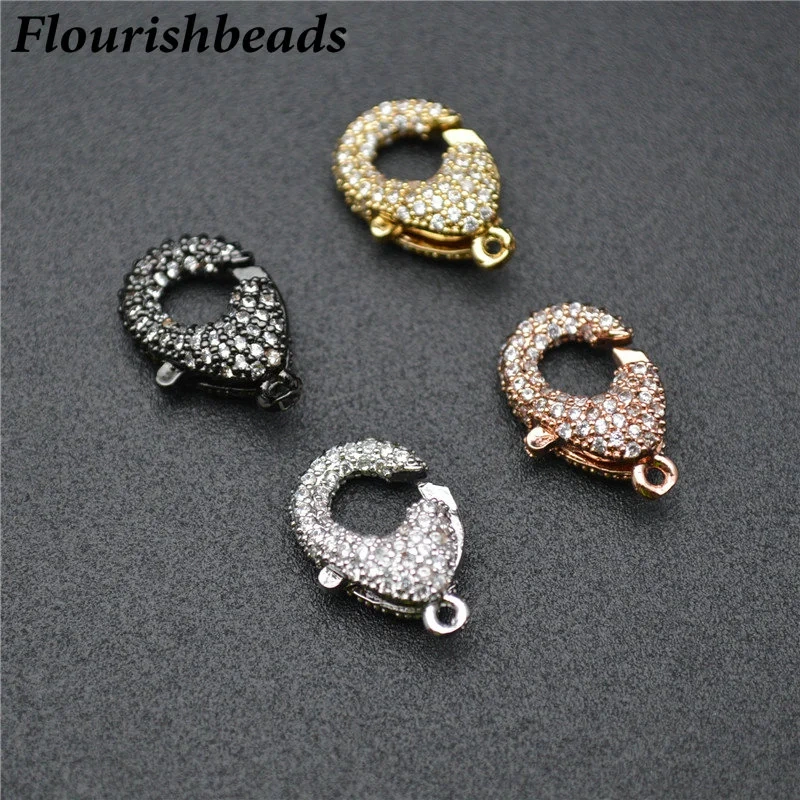 11x18mm Anti-Rust Paved CZ Beads Colorful Lobster Clasps Jewelry Finding Fit Necklace Making 10pcs Per Lot