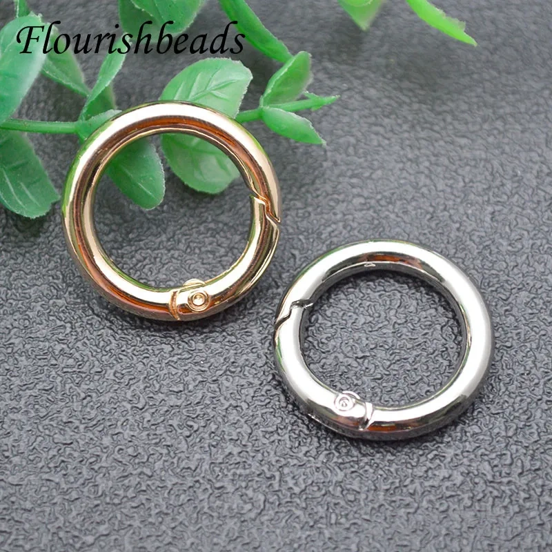 Wholesale 20pcs/lot 25x25mm Gold Plated O Ring Openable Round Spring Clasp Carabiner Kechains Bag Hook Accessories