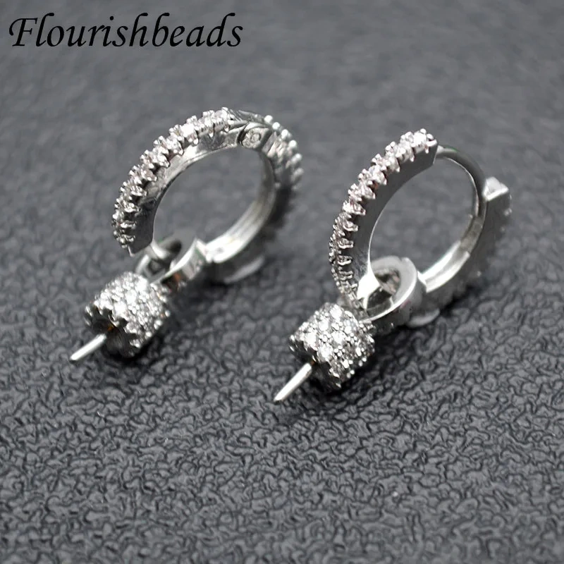 Paved Rhinestone Earring Connector with Pin Fit Beads DIY Earrings Luxury Jewelry Making Components