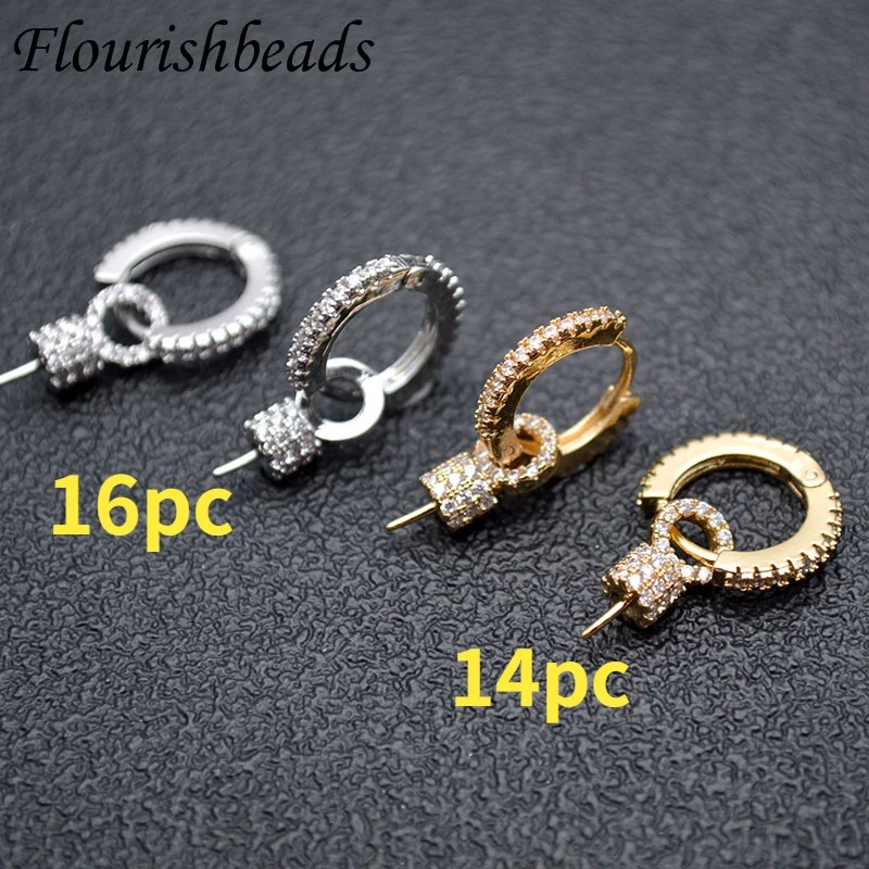 Paved Rhinestone Earring Connector with Pin Fit Beads DIY Earrings Luxury Jewelry Making Components