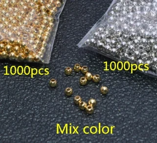 3mm /4mm 2000pcs/bag Real Gold Plating Copper Metal Beads Round Beads for DIY Jewelry Making Components